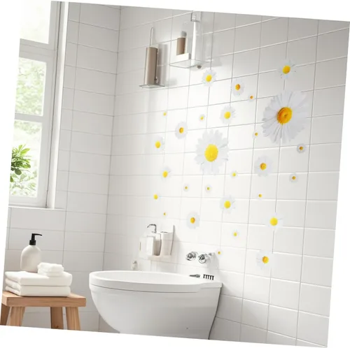 Vista 4 de Pegatina de pared de margaritas para decoración del hogar, diseño de flores autoadhesivas, para sala de estar, diseño único