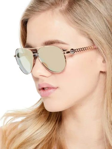 Vista 4 de GUESS Factory Gafas de sol de aviador con logotipo