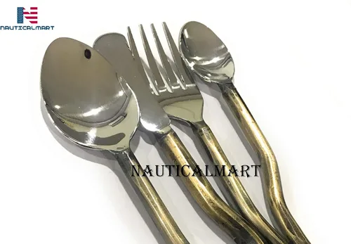 Vista 6 de Medieval Times - Juego de cubiertos forjados a mano con mango antiguo de acero inoxidable, apto para lavavajillas