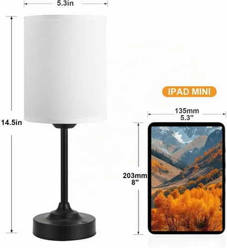 Vista 5 de Lámpara de mesa Cordlss con control táctil, lámpara recargable USB-C con atenuación continua, 4000 mAh, funciona con pilas, lámpara de noche