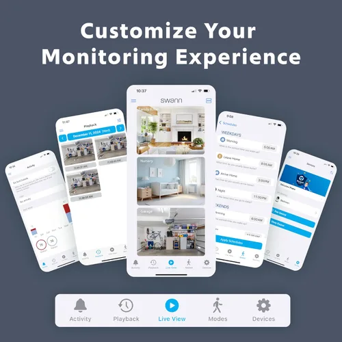 Vista 6 de Cámara de seguridad Wi-Fi interior Swann EVO 2K: video HD 2K, enchufe compacto, detección de sonido/movimiento/mascota/persona, vista en vivo