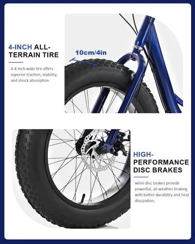 Vista 3 de Triciclo para Adultos, bicicleta todoterreno de 3 ruedas con neumáticos gruesos de 20 pulgadas, 7 velocidades de servicio pesado, capacidad de 450