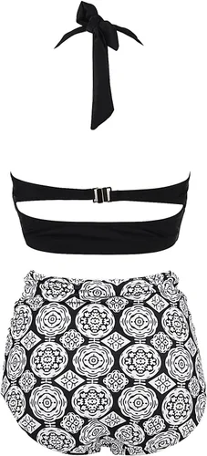 Vista 3 de Traje de baño vintage con aros y cintura alta para mujer, bikini