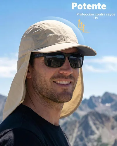 Vista 2 de Sombrero de sol para hombre con malla transpirable sombreros de sol para hombres sombrero de pesca Beige claro