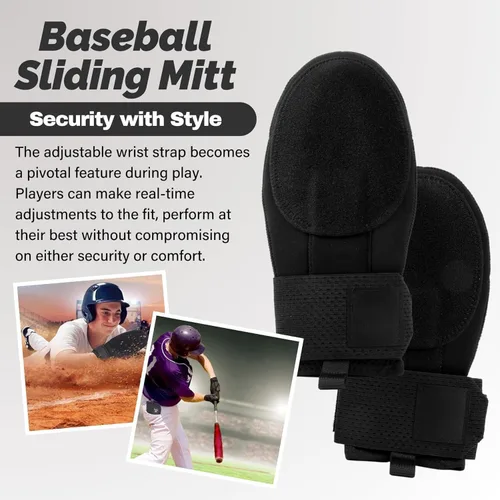 Vista 5 de Baseball Sliding Mitt - Universal Right or Left Hand Glove, Youth & Adult Sizes, Neoprene, Adjustable Wrist Strap (Pink Icecream, Youth)