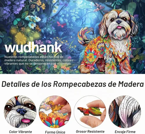 Vista 5 de Rompecabezas de madera para adultos, rompecabezas de madera de perro Shih Tzu, rompecabezas de corte de forma de madera única, el mejor regalo