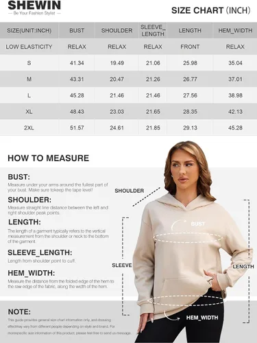 Vista 5 de Shewin - Sudadera con capucha para mujer, manga larga, informal, unicolor, ligera, sin botones, holgada, con bolsillo