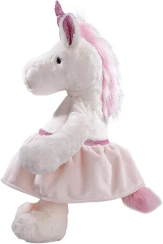 Vista 3 de DILLY DUDU Unicornio de peluche blanco y rosa de 17 pulgadas