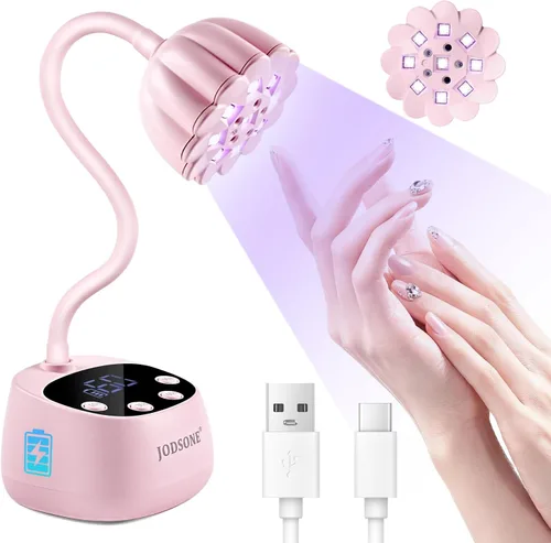 Vista 11 de JODSONE Lámpara de uñas UV de curado rápido, lámpara de cuello de cisne portátil y flexible con diseño ajustable de 360°, secadora LED recargable