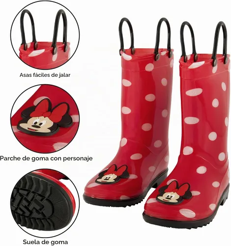 Vista 3 de Disney Botas de lluvia para niña con forro suave extraíble para nieve Minnie Mouse