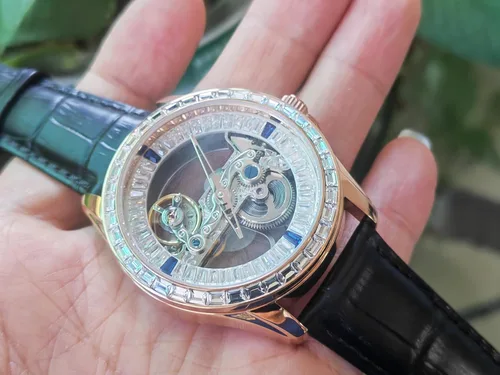 Vista 8 de B BINGER Men's Automatic Watch Unisex Skeleton Mechanical Neutral Rock Crystal Wristwatch
