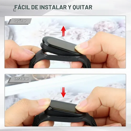 Vista 5 de TumpCez Paquete de 5 correas de nailon Solo Loop compatibles con Xiaomi Mi Band 7 6 5 4 3/Amazfit Band 5 correas, ajustable, transpirable, cómoda