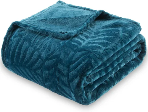 Vista 11 de SOCHOW Manta de forro polar de franela súper suave, ligera y acogedora manta de felpa con textura de hojas cálidas para cama, sofá, 50 x 60