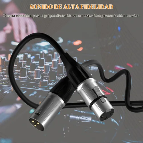 Vista 6 de Tisino - Cable de micrófono XLR de 3.3 pies, cable de micrófono equilibrado macho a hembra, paquete de 2 3-Pin XLR Patch Cord for Studio Recording