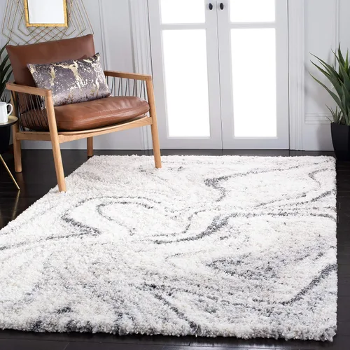 Vista 8 de SAFAVIEH Fontana Shag Collection - Alfombra decorativa, 2 pies 3 pulgadas x 4 pies, marfil y gris, no desprende pelusa y de fácil cuidado, 2