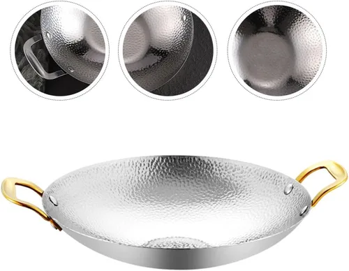 Vista 7 de Kichvoe - Olla seca de acero inoxidable con doble asa para ramen, olla caliente, mariscos, 10.82 x 8.26 x 2.04 pulgadas, herramienta de cocina ligera