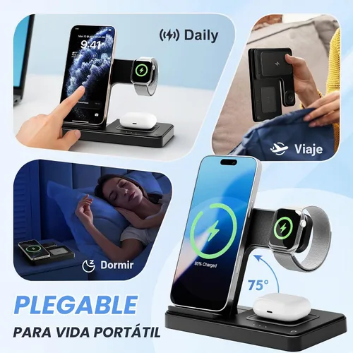 Vista 8 de Estación de carga inalámbrica para dispositivos Apple, soporte de cargador