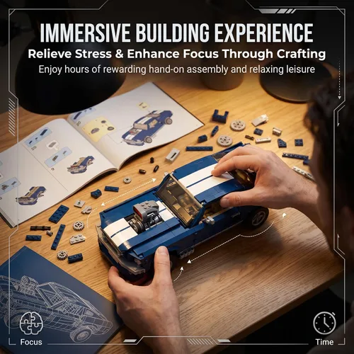Vista 7 de Creater Expert GT 1960s - Juego de bloques de construcción para Azul marino