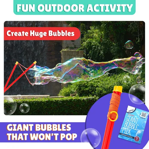 Vista 7 de Varita de burbujas gigante, varitas de burbujas, burbujas para niños, varita de burbujas grande, cuerda enorme, 1 paquete de varitas de burbujas