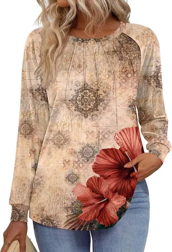 Vista 4 de Zeagoo Blusas de otoño para mujer, camisas de manga larga, blusas casuales de algodón, blusas plisadas elegantes 2025