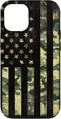 Vista 26 de iPhone 16 American Flag Camo Camouflage Black Patriotic Pride Case