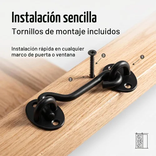 Vista 5 de Gancho de privacidad de 3 pulgadas y pestillo para puerta de granero, negro (3 pulgadas-2 piezas)