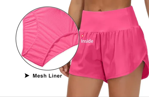 Vista 6 de THE GYM PEOPLE - Pantalones cortos deportivos de entrenamiento para mujer, con cintura alta, de secado rápido, con forro de malla y bolsillos