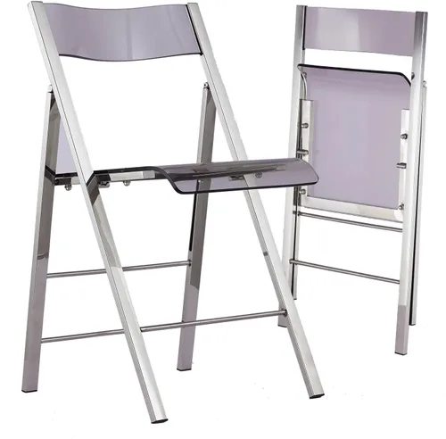 Vista 11 de Kasper Flex - Sillas plegables modernas de acrílico, silla plegable transparente Lucite con marco de acero cromado para interiores, exteriores