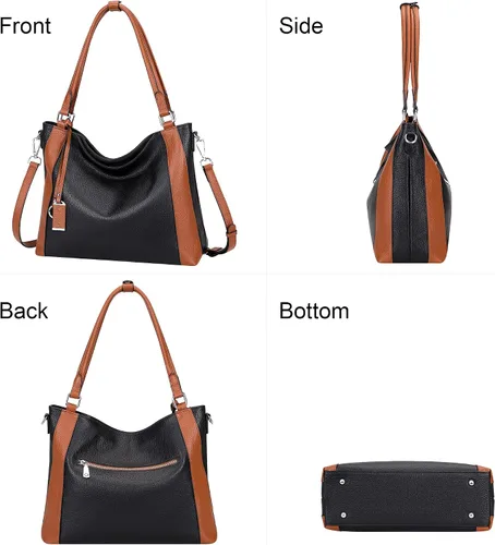 Vista 3 de Over Earth Genuine Leather Purses for Women Large Hobo Bags Lady Shoulder Handbags with Detachable Strap