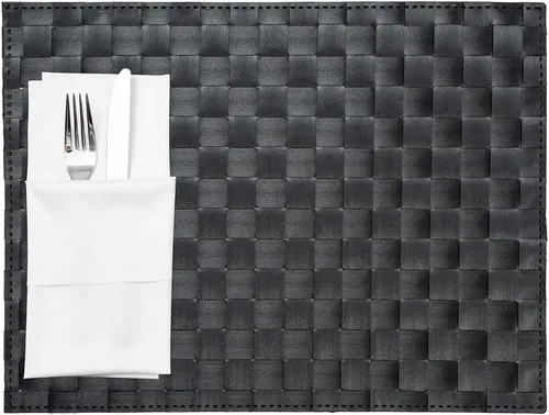 Vista 20 de Restaurantware Juego de 6 manteles individuales rectangulares para mesa de comedor de 16 x 12 pulgadas, a rayas, fáciles de limpiar, de plástico Con