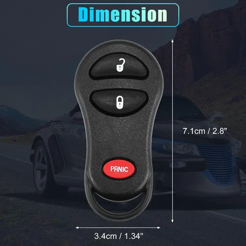 Vista 6 de X AUTOHAUX 2 piezas GQ43VT17T 315MHz Reemplazo de llave sin llave de entrada remota llavero para Dodge para Ram 1500 2500 3500 Pickup 2001-2005