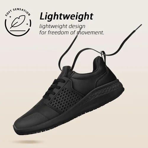 Vista 9 de Zapatos de trabajo antideslizantes para hombres, zapatos de cocina antideslizantes resistentes al agua, para restaurante, chef, servicio