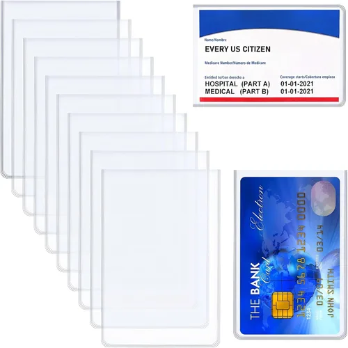 Vista 8 de Zonon Paquete de 48 fundas protectoras para tarjetas de seguridad social de 24 mil, soporte de plástico impermeable de PVC transparente, fundas