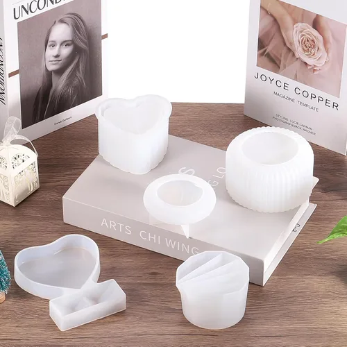 Vista 5 de PATIKIL Molde de silicona para maceta, pequeño ovalado, molde para plantas suculentas para decoración del hogar y jardín