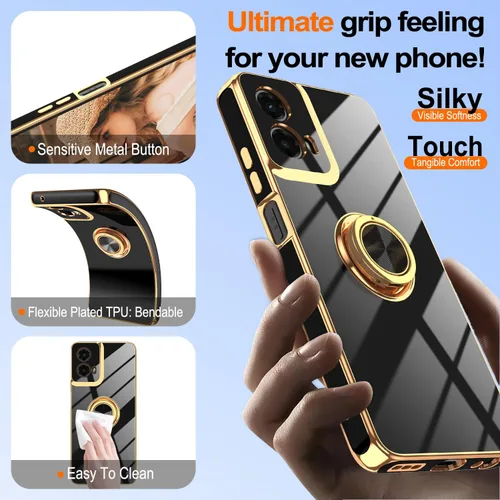 Vista 8 de Funda para Motorola Moto G 5G 2024: Funda Moto G Play 5G 2024 con 2 piezas de protectores de pantalla, soporte de anillo de rotación de 360°