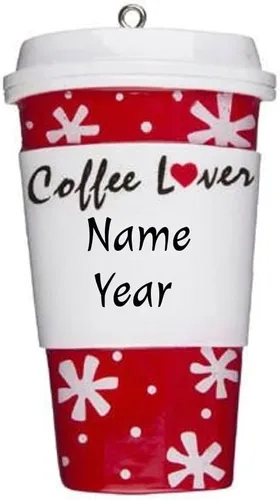 Vista 2 de Adorno personalizado 2024 Taza para amantes del café, regalo de árbol de Navidad, celebración personalizada Ornament Station - Personalización