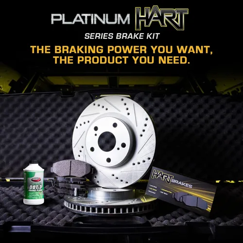 Vista 3 de Hart Brakes Kit de frenos y rotores traseros delanteros Pastillas de freno delanteras y traseras Rotores y pastillas de freno Pastillas