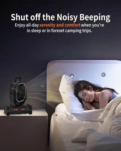 Vista 3 de ADUST Ventilador Portátil de Campamento con Batería, Ventilador con Luz LED 20000mAh Recargable, Oscilación Automática, Rotación de 270°, Gancho
