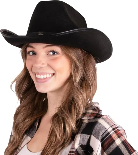 Vista 8 de Sombrero de fieltro Kangaroo de vaquero con tachas, Estándar, Negro