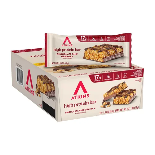 Vista 8 de Atkins Barrita de yogur griego de arándanos y fresas con alto contenido de proteínas, alta fibra, apta para dieta cetogénica, 12