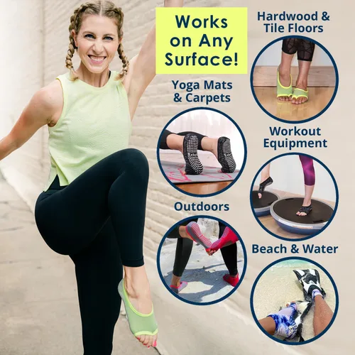 Vista 5 de Tucketts Calcetines antideslizantes sin dedos de bailarina - Barre, pilates, baile, hogar y ocio - Talla 5-9 - 1 par