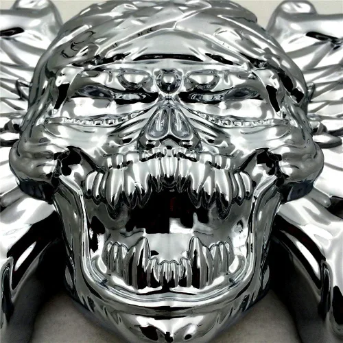 Vista 8 de MT246-010 - Cubierta de cuerno de hueso con calavera cromada compatible con Harley 1992-2005 2006 2007 2008 2009 2010 2011 2012 2013 2014 2015