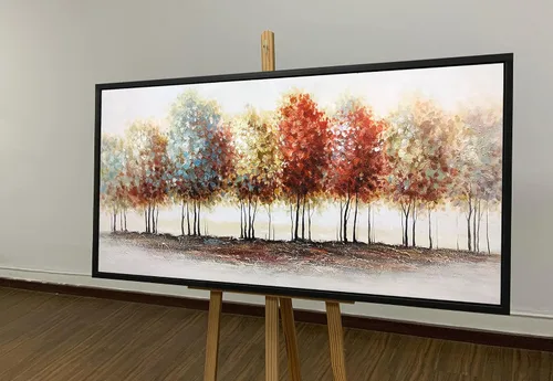 Vista 3 de Tiancheng Arte, 24x48 pulgadas Pintura abstracta moderna al óleo pinturas a mano árbol 3D pintado a mano sobre lienzo marco acrílico arte de pared