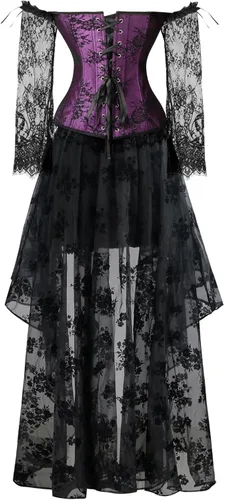 Vista 3 de Kimring - Corsé para mujer, estilo victoriano, con falda alta y baja