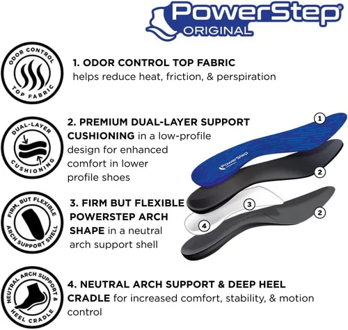 Vista 3 de Plantillas Originales PowerStep - Ortopedias para Alivio del Dolor de Arco para Zapatos Ajustados - Soporte para Pies para Fascitis Plantar