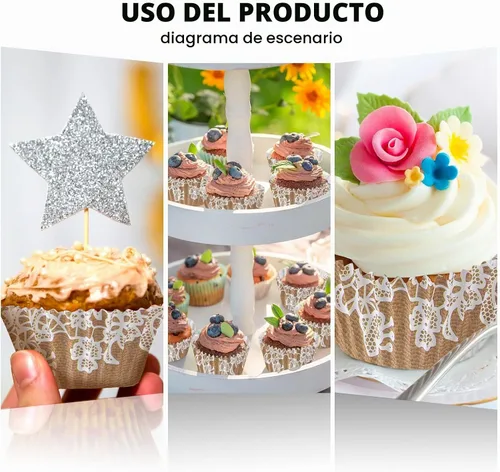 Vista 7 de Funtery 300 forros de encaje rústico para cupcakes de boda, para despedida