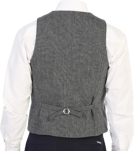 Vista 124 de Gioberti Chaleco de tweed formal de 6 botones para hombres