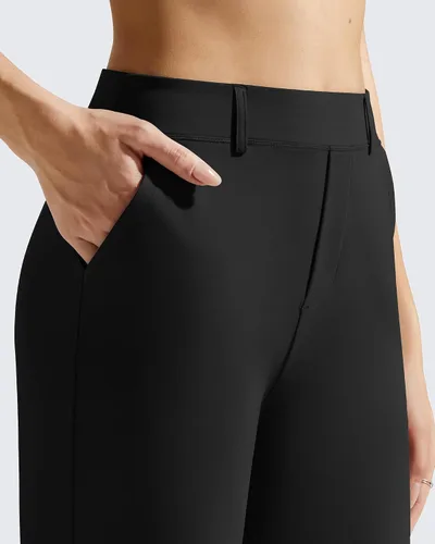 Vista 2 de G4Free EverGoing - Pantalones de vestir de pierna ancha para mujer con Negro