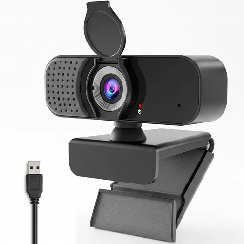 Vista 12 de Cámara web de PC 2K con micrófono y cubierta de privacidad física, micrófono con cancelación de ruido, corrección automática de luz, gran angular