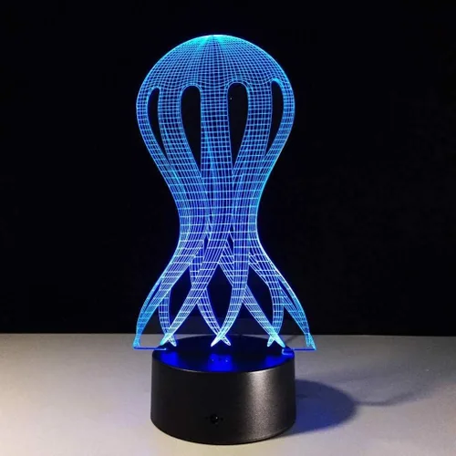 Vista 4 de Luz de medusa de pulpo, luz nocturna creativa USB 3D, lámpara de mesa para dormir, iluminación decorativa